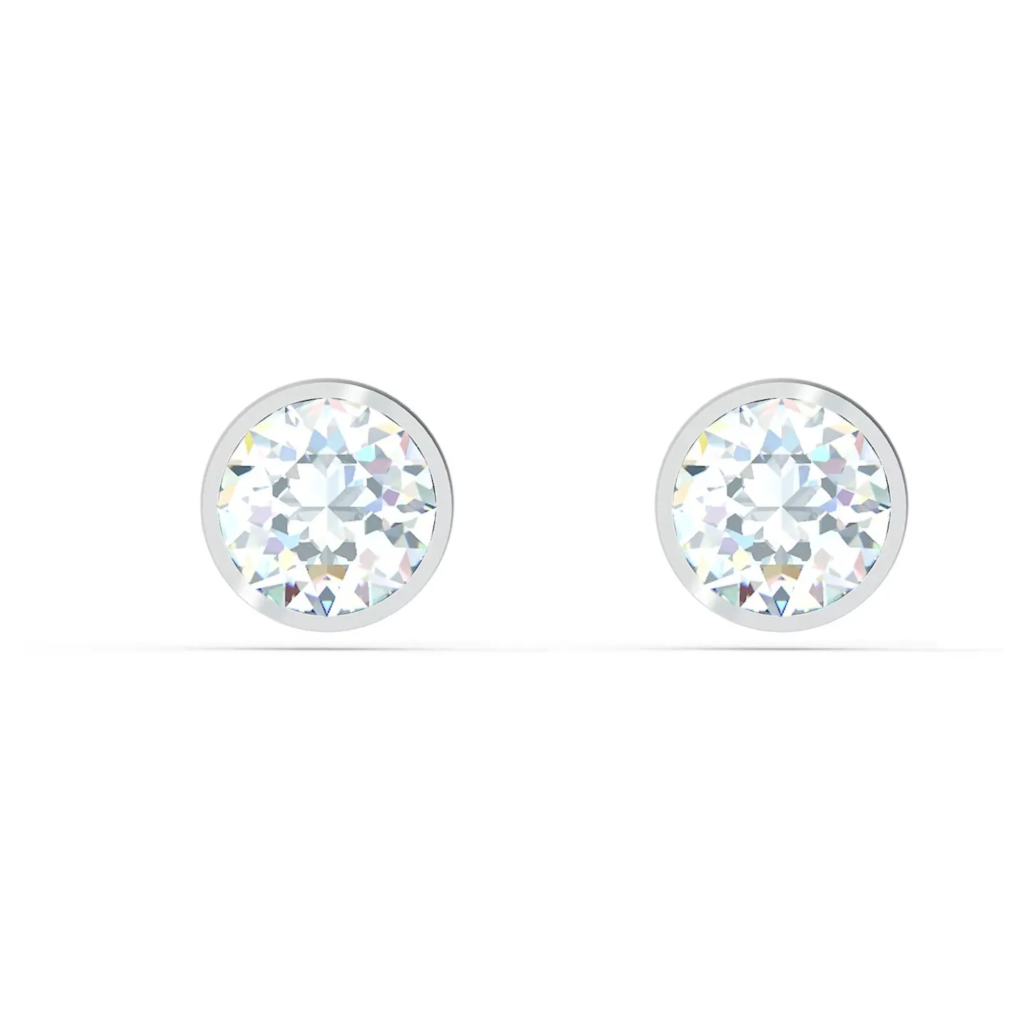 Swarovski Round Cut White Rhodium Plated Tennis Stud Earrings