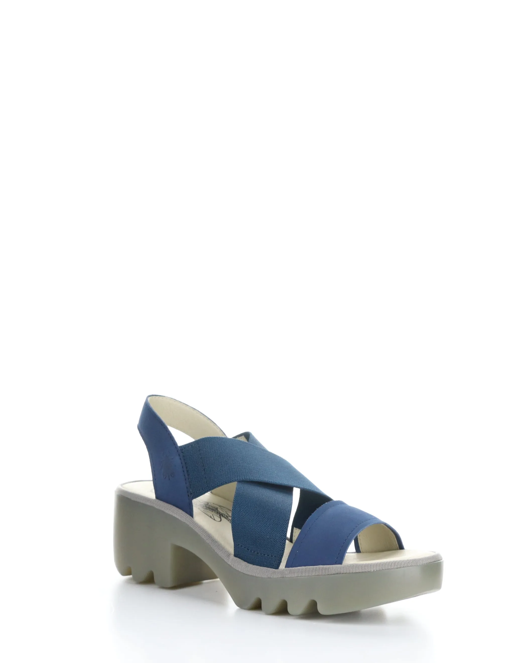 Blue Round Toe Sandals by TAJI502FLY