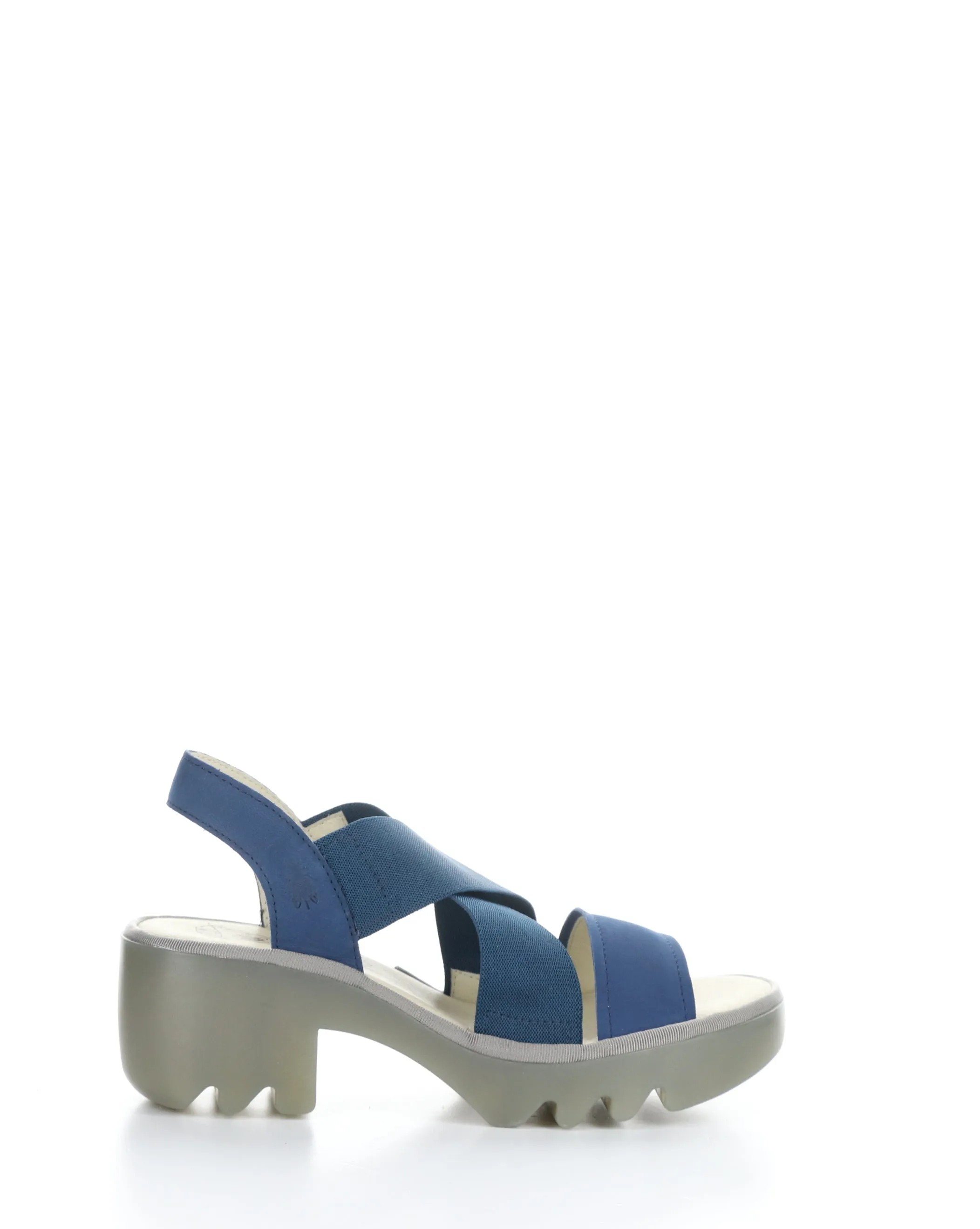 Blue Round Toe Sandals by TAJI502FLY