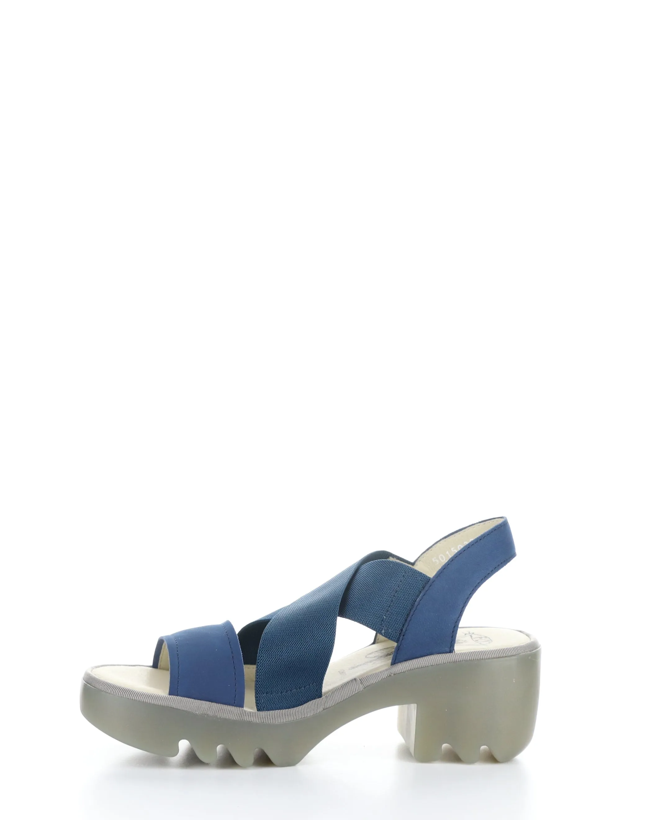 Blue Round Toe Sandals by TAJI502FLY