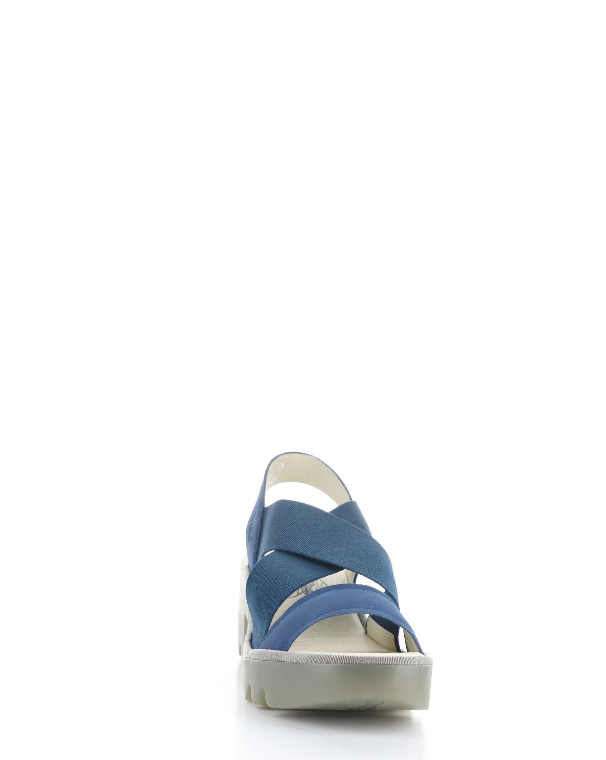 Blue Round Toe Sandals by TAJI502FLY