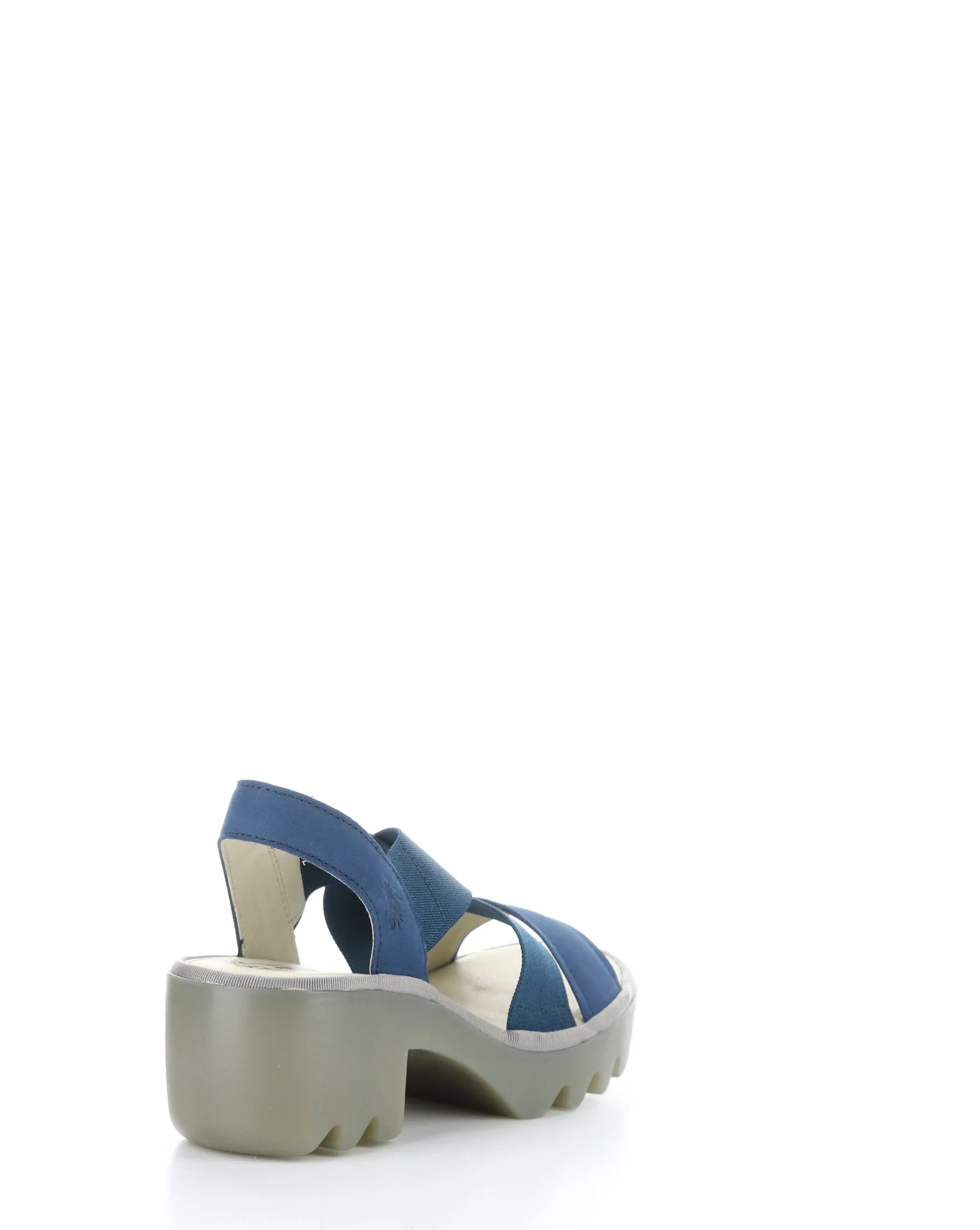 Blue Round Toe Sandals by TAJI502FLY