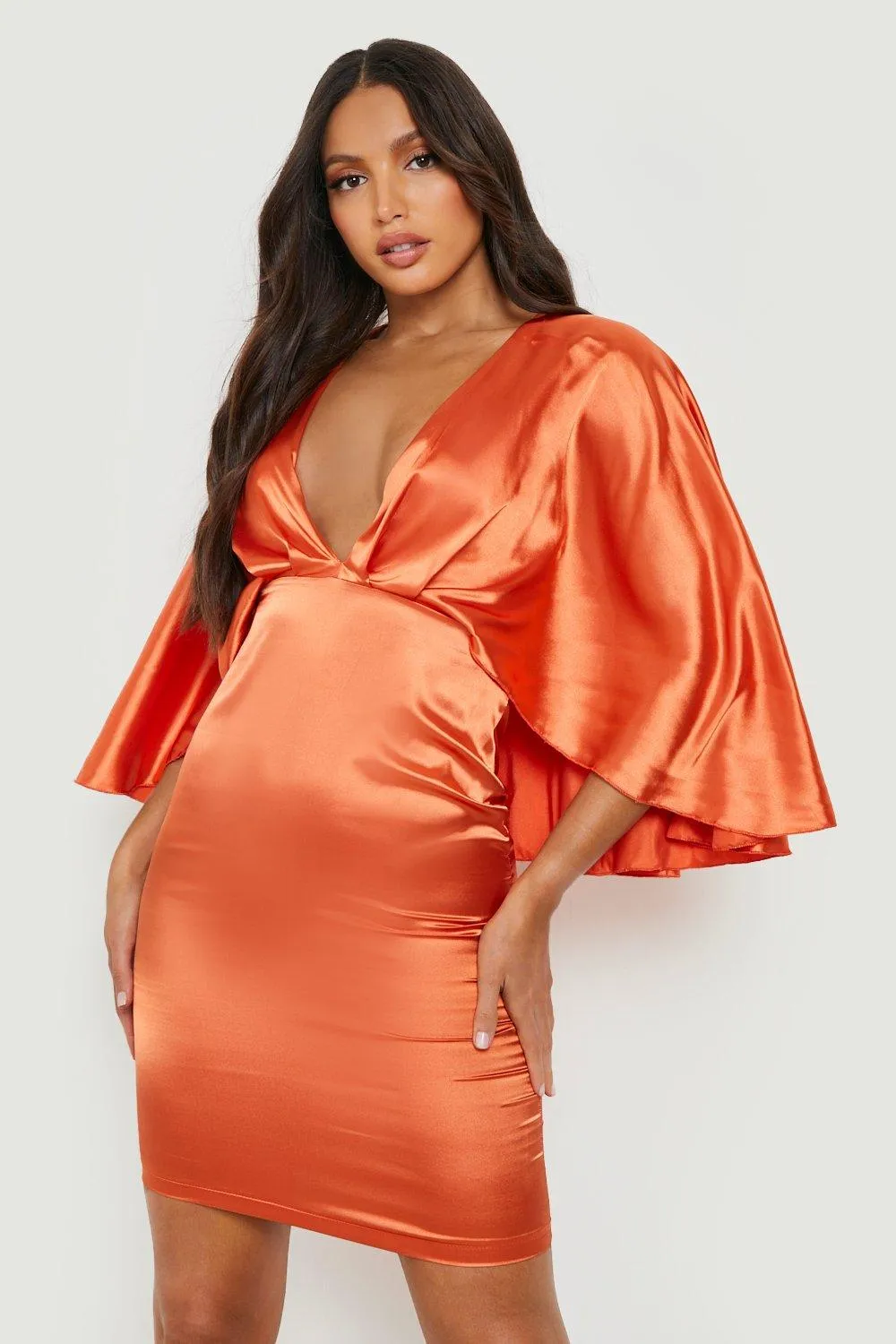 Tall Cape Detail Satin Dress
