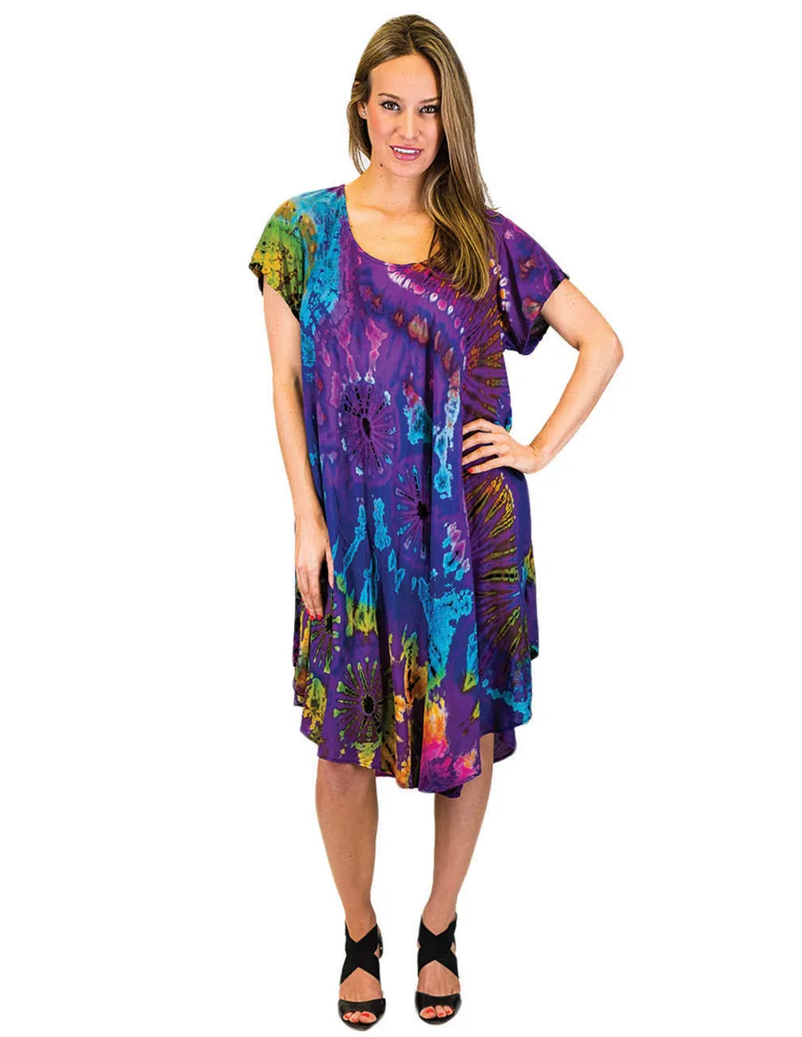 Elegant Bohemian Tie-Dye Umbrella Dress