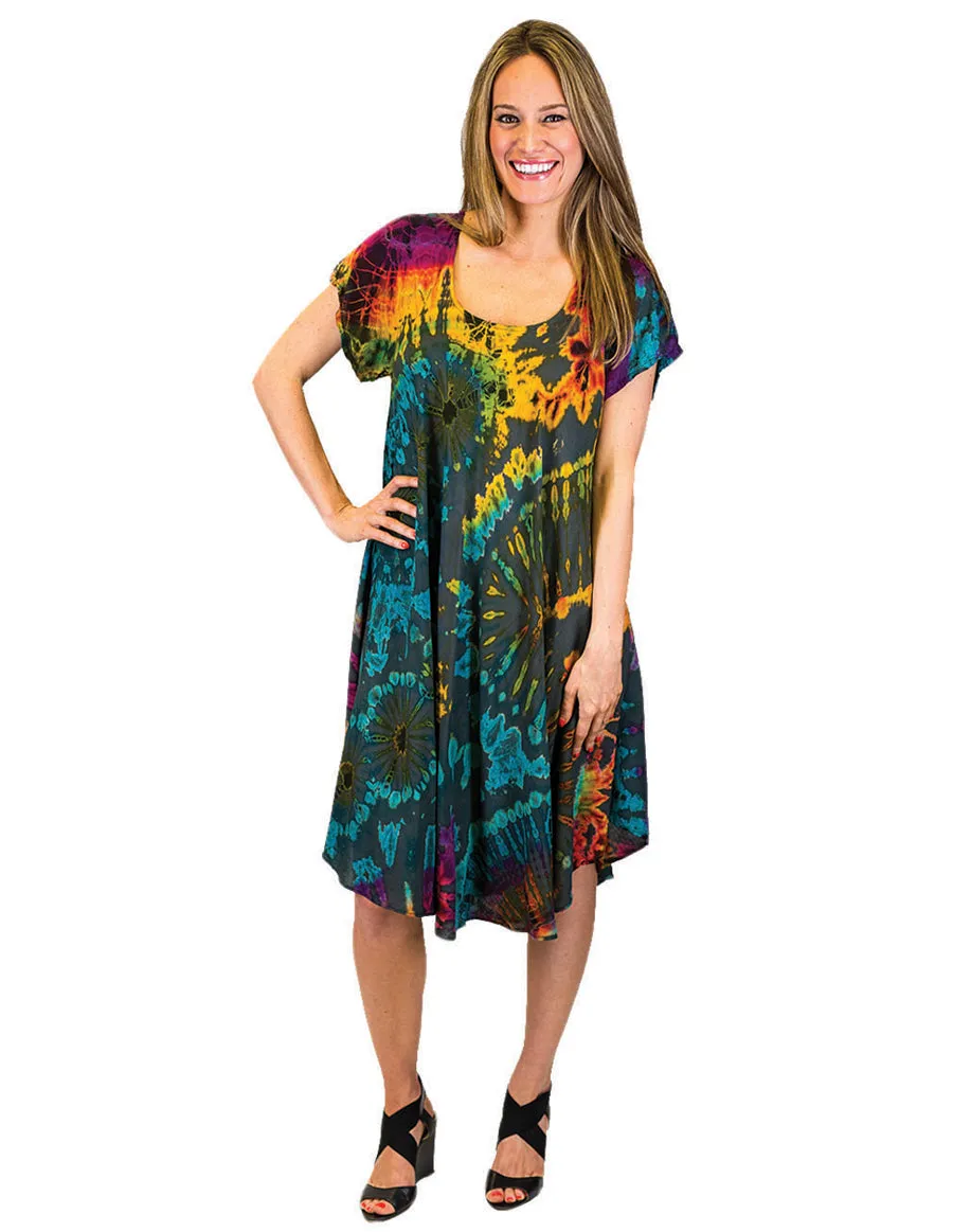 Elegant Bohemian Tie-Dye Umbrella Dress