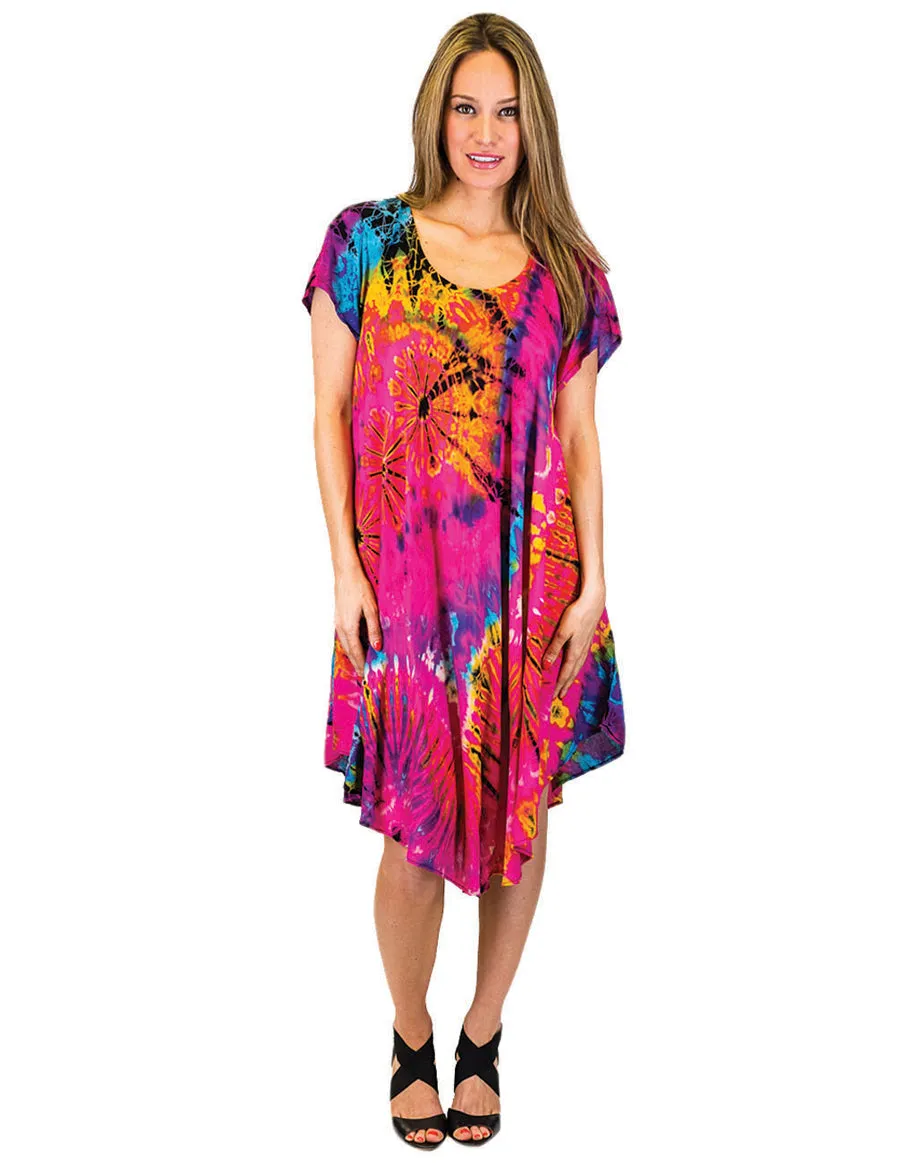 Elegant Bohemian Tie-Dye Umbrella Dress