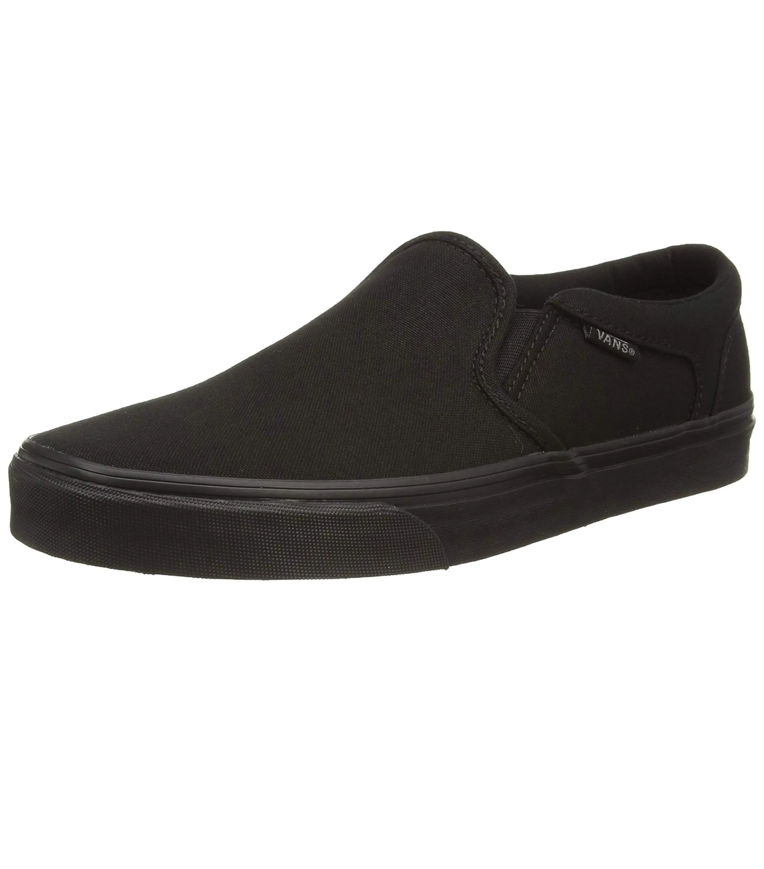 Black VANS Asher Canvas Slip On Trainers