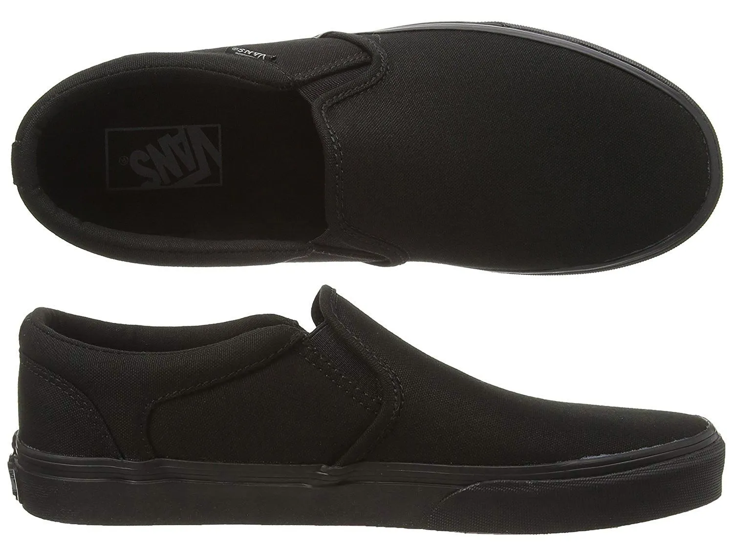 Black VANS Asher Canvas Slip On Trainers