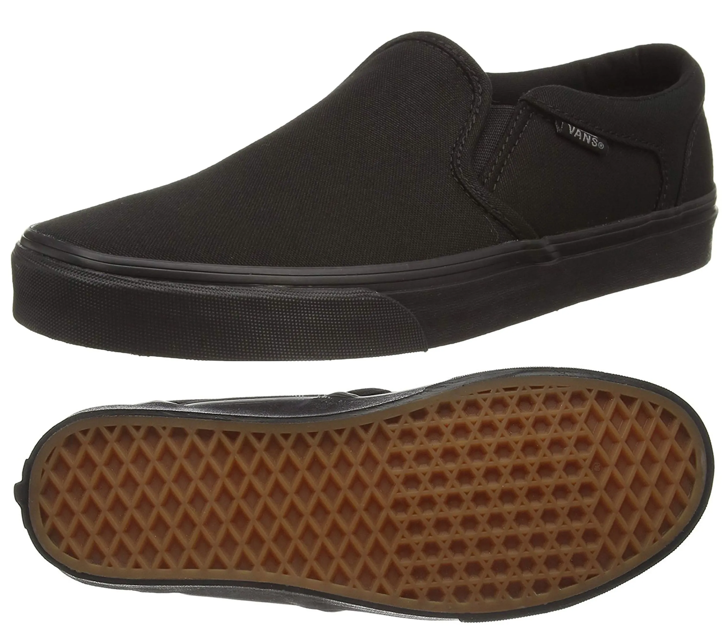 Black VANS Asher Canvas Slip On Trainers