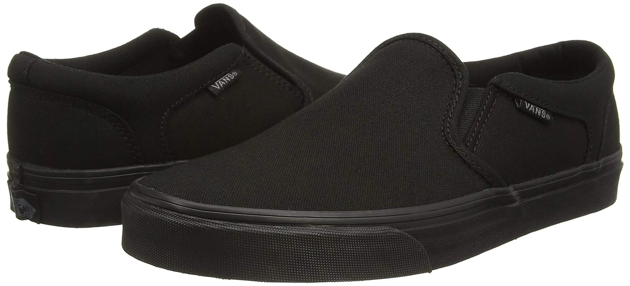 Black VANS Asher Canvas Slip On Trainers