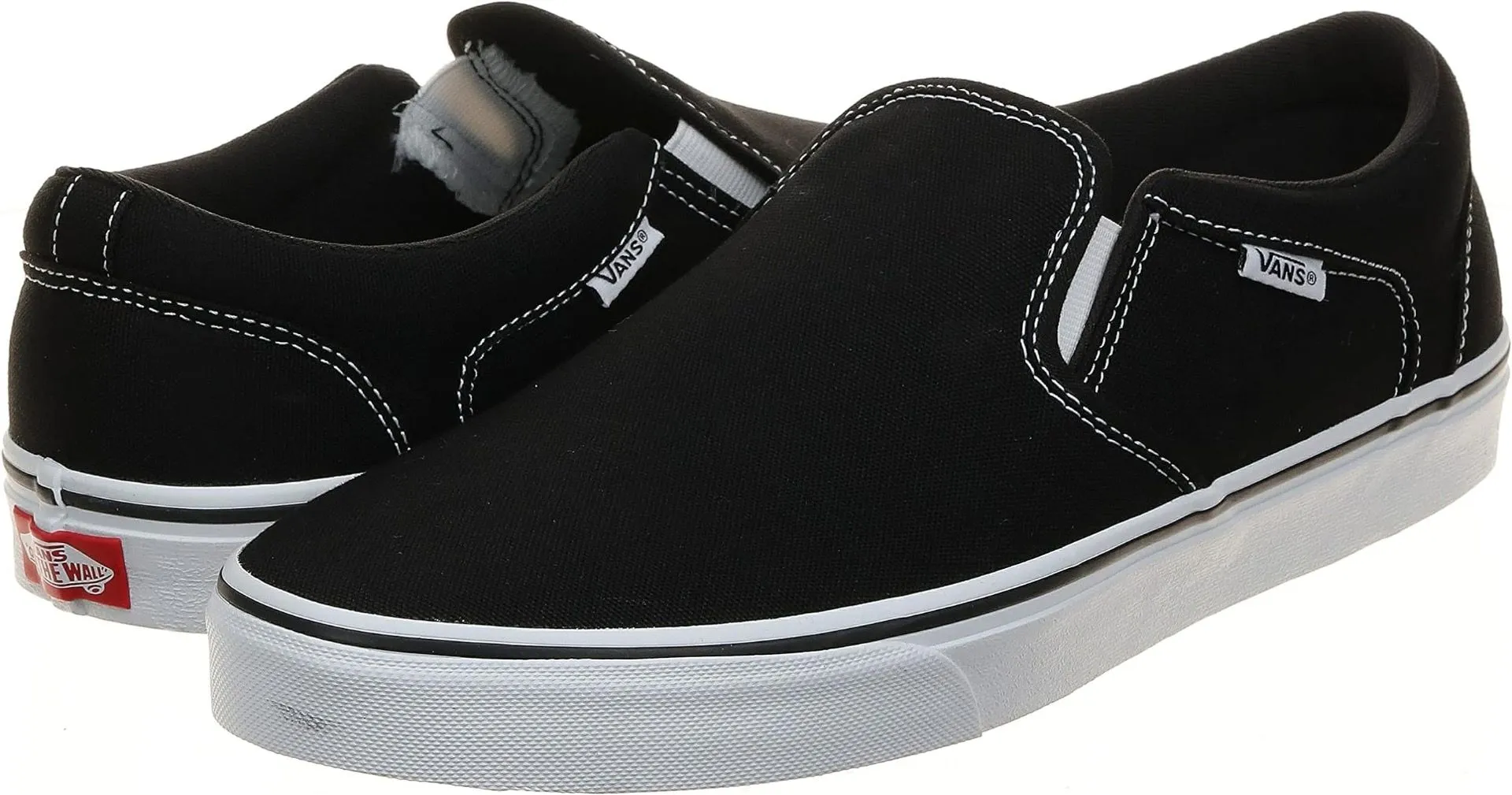 Black/White VANS Canvas Slip On Asher Trainers