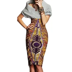 Vintage High Waist Polyester Pencil Skirt for Women