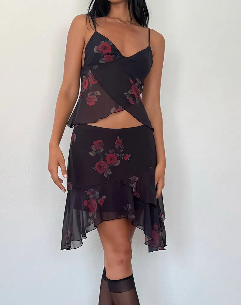 Vintage Roses Black Cojira Mesh Butterfly Top