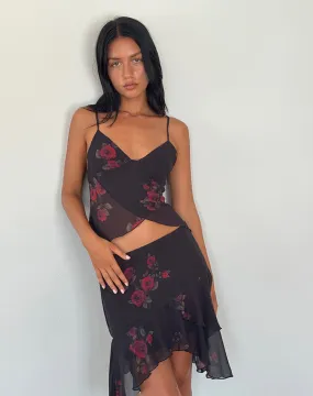 Vintage Roses Black Cojira Mesh Butterfly Top