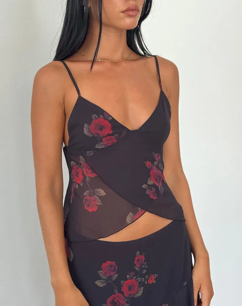 Vintage Roses Black Cojira Mesh Butterfly Top