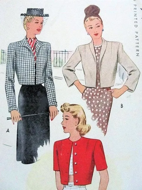 Vintage Sewing Pattern for Cropped Jackets Boleros