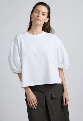 White Tee with Puff Sleeves Brielle