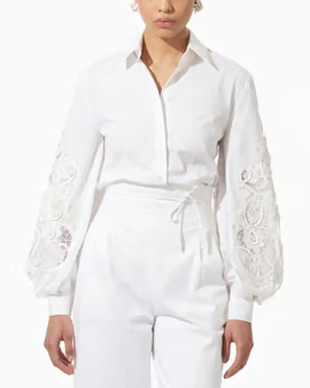 White Embroidered Puff Sleeve Blouse