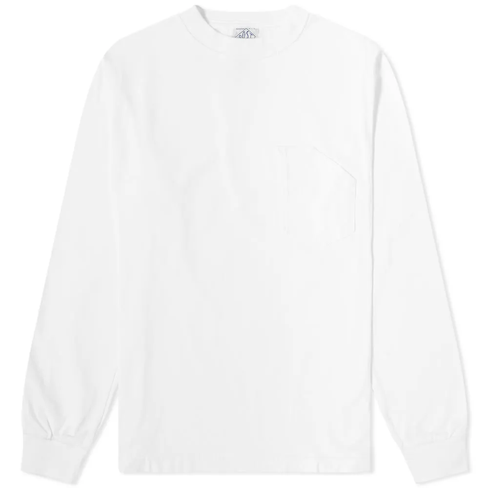 White Long Sleeve Pocket Tee by Post Overalls