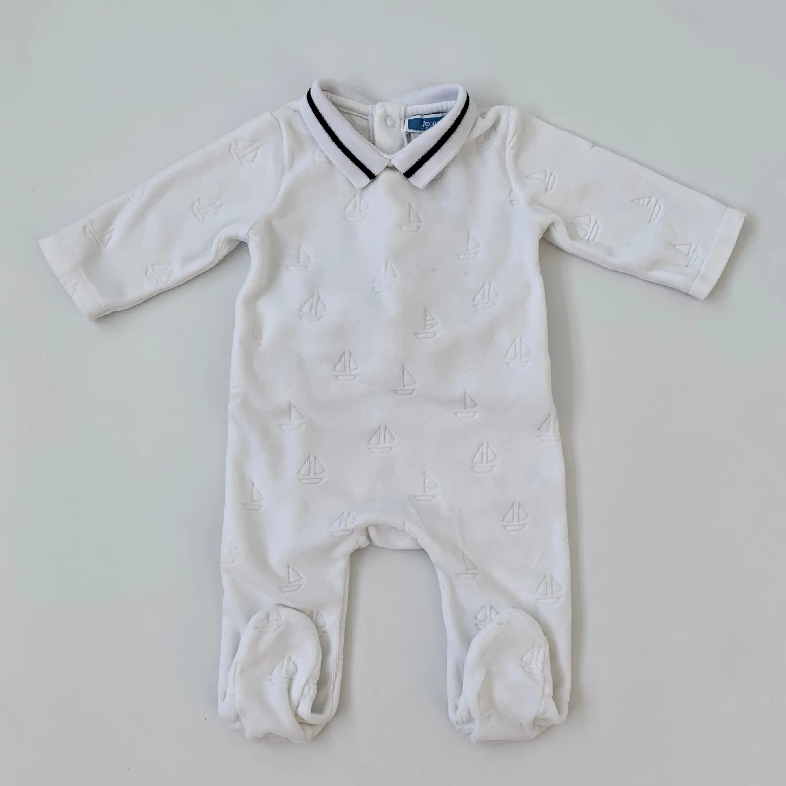 Jacadi White Velour All-In-One 3 Months