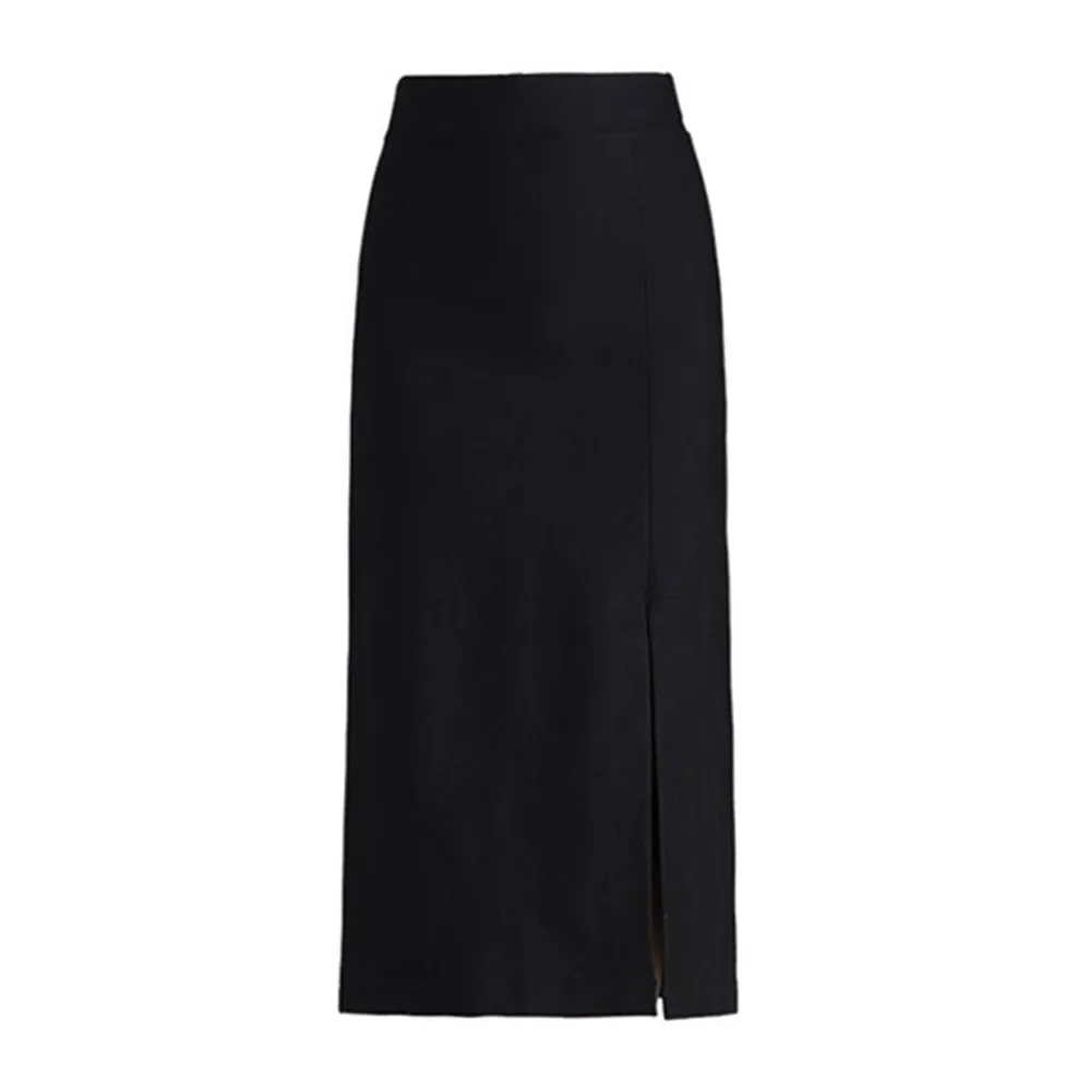 Black Pencil Skirts Women Office Elegant Long Skirt