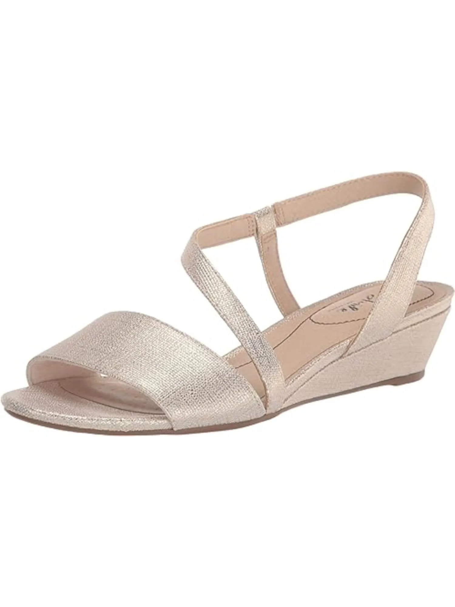 Womens Beige Patterned Metallic Cushioned Wedge Heels by LIFE STRIDE