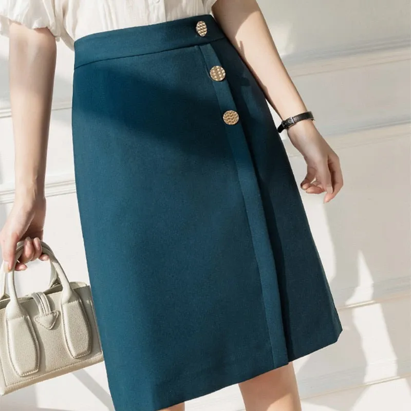 Women's Korean Style A-line Skirt with High Waist