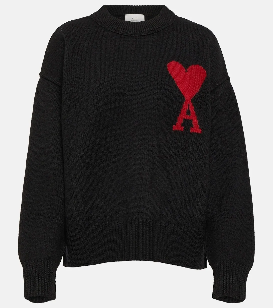 Long Sleeves Logo Wool Crew Neck Sweater by AMI PARIS