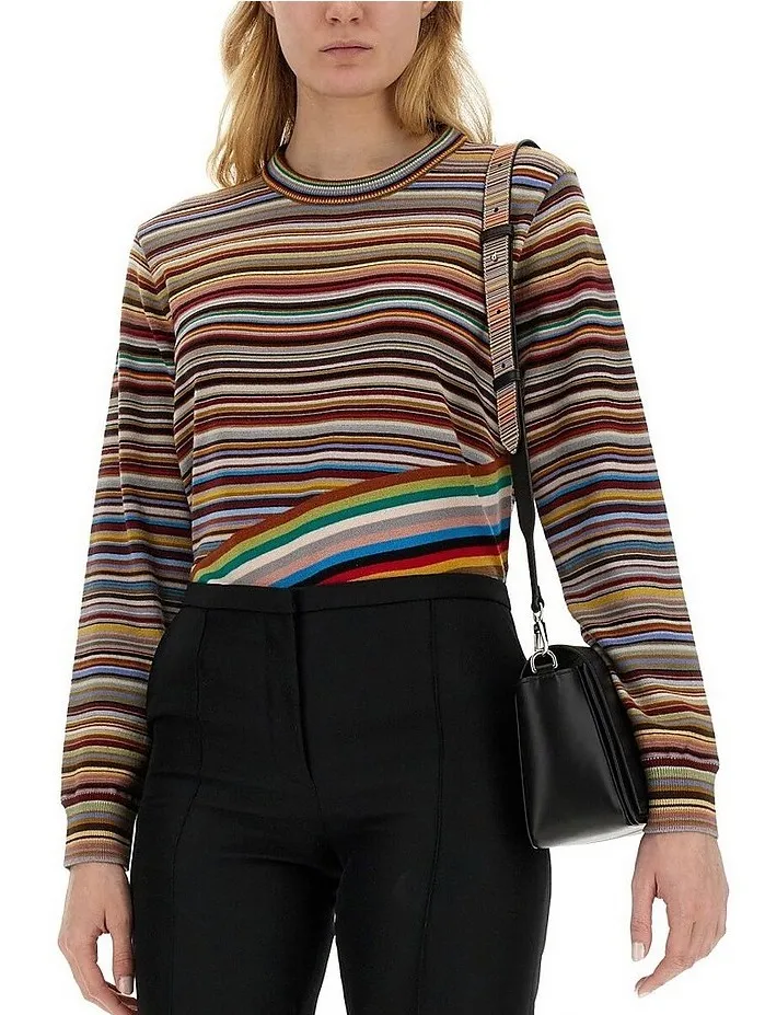 Striped Wool U-Neck Party Sweater by Paul Smith