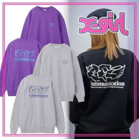 X-girl  |Unisex Street Style Plain Cotton Logo Hoodies & Sweatshirts