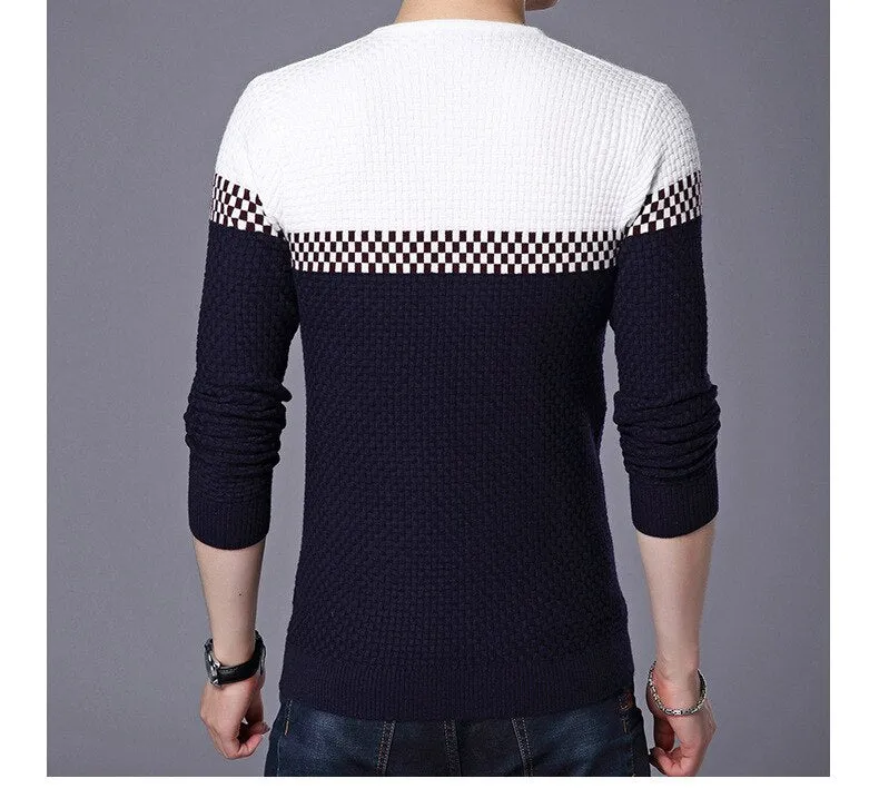 Xituodai 2022 Autumn Winter Warm Wool Sweaters V-neck Pullover Men's Slim Fit