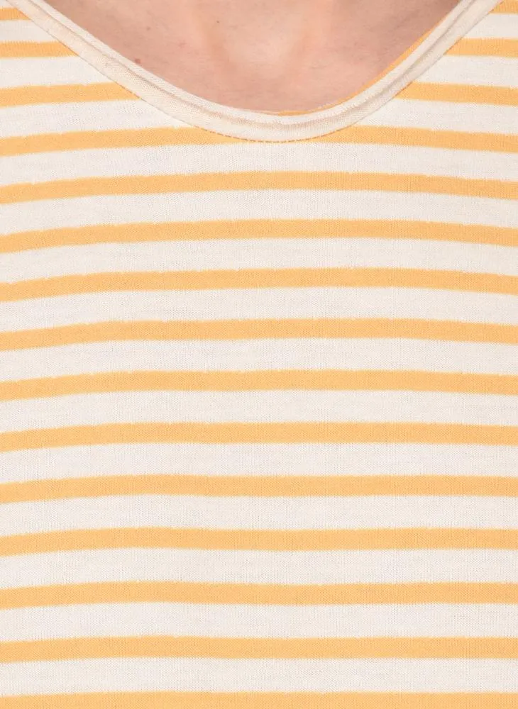 Striped Yellow V-Neck Tee